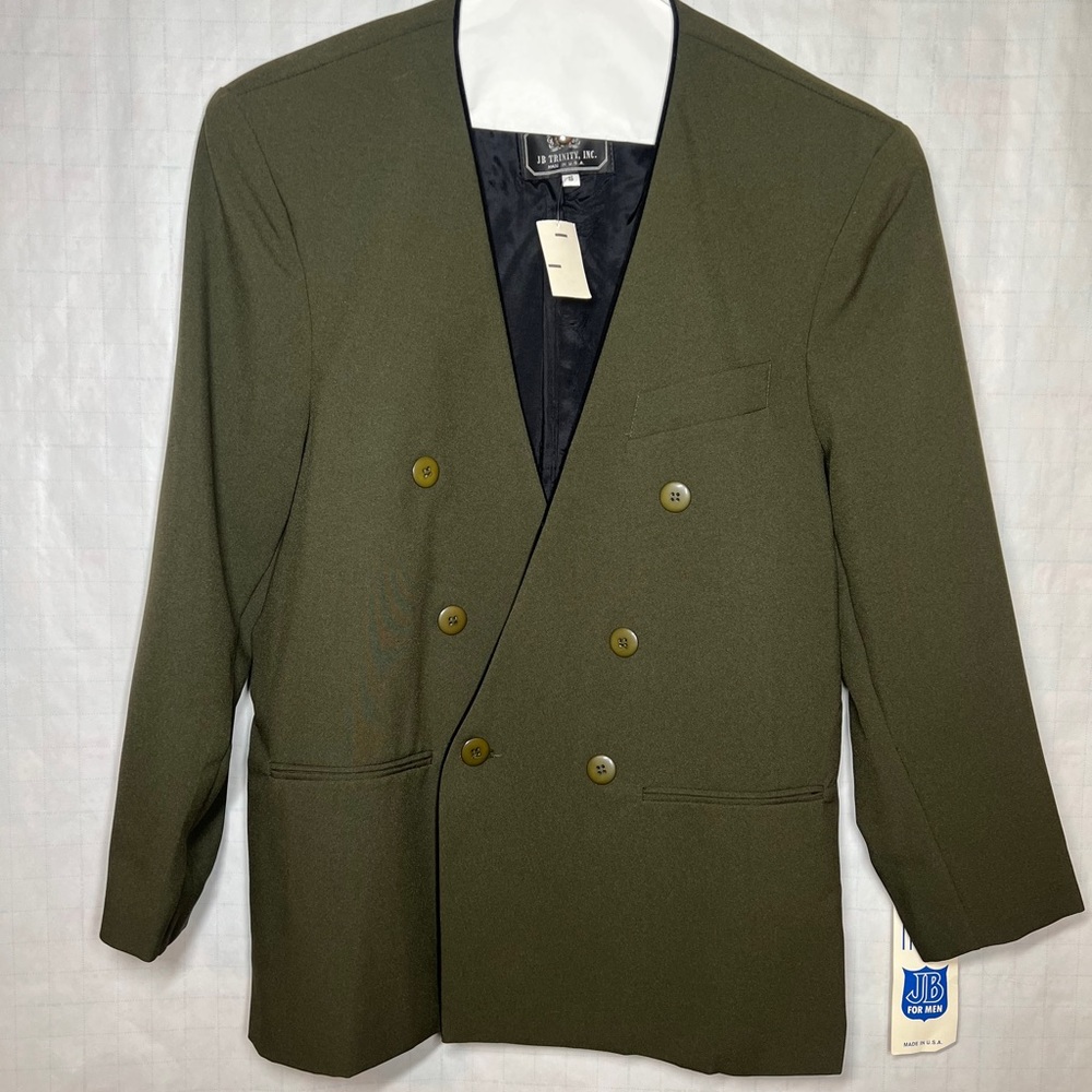 👕MENS TRINTY DOUBLE BREASTED OLIVE DRESS JACKET
